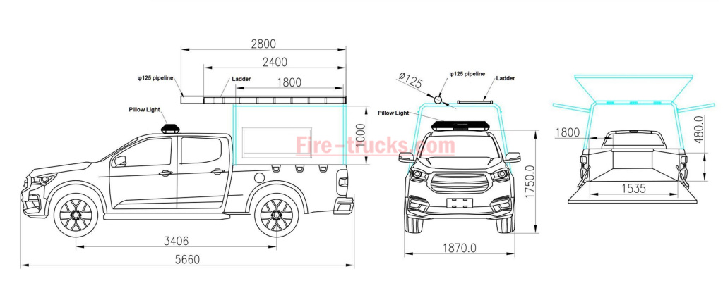 Emergency Isuzu fire service pickup drawing share