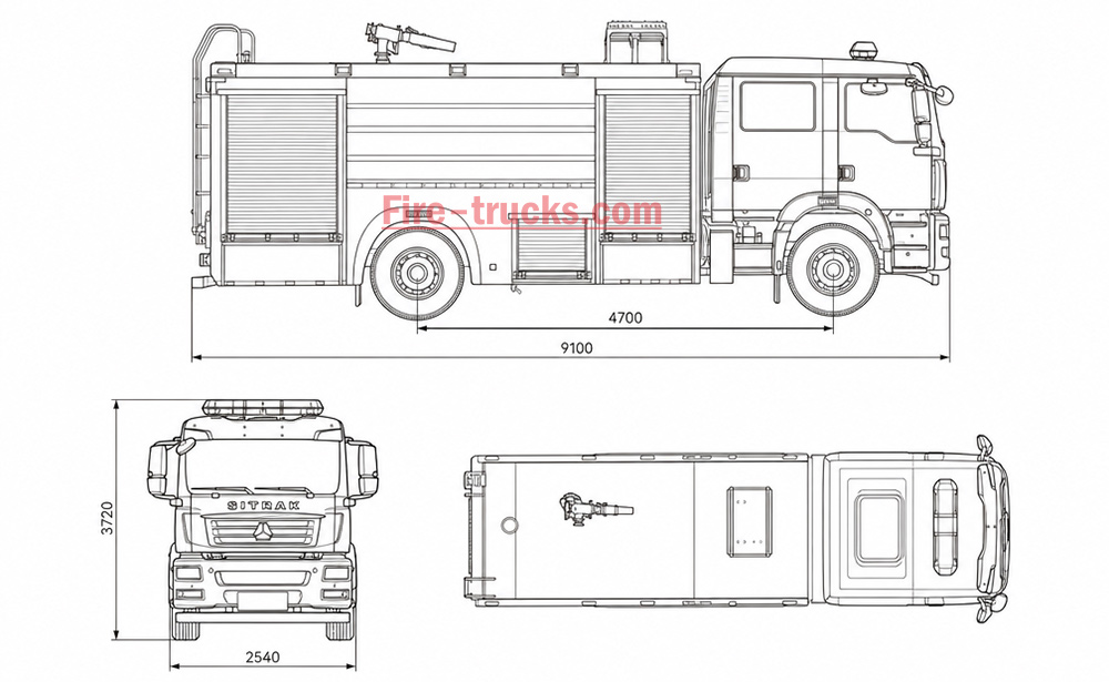 SITRAK HOWO 350 HP Wildland Foam Fire Engine for Mongolian Grassland Structure Drawing Cambodia SITRAK HOWO 350 HP Wildland Foam Fire Engine for Mongolian Grassland Structure Drawing Cambodia