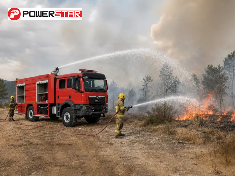 MAN TGM 4x4 Foam Water Fire Engine 5000L Capacity for Forest Fire Suppression and Grassland Wildfire Control in Mongolia Steppe Regions