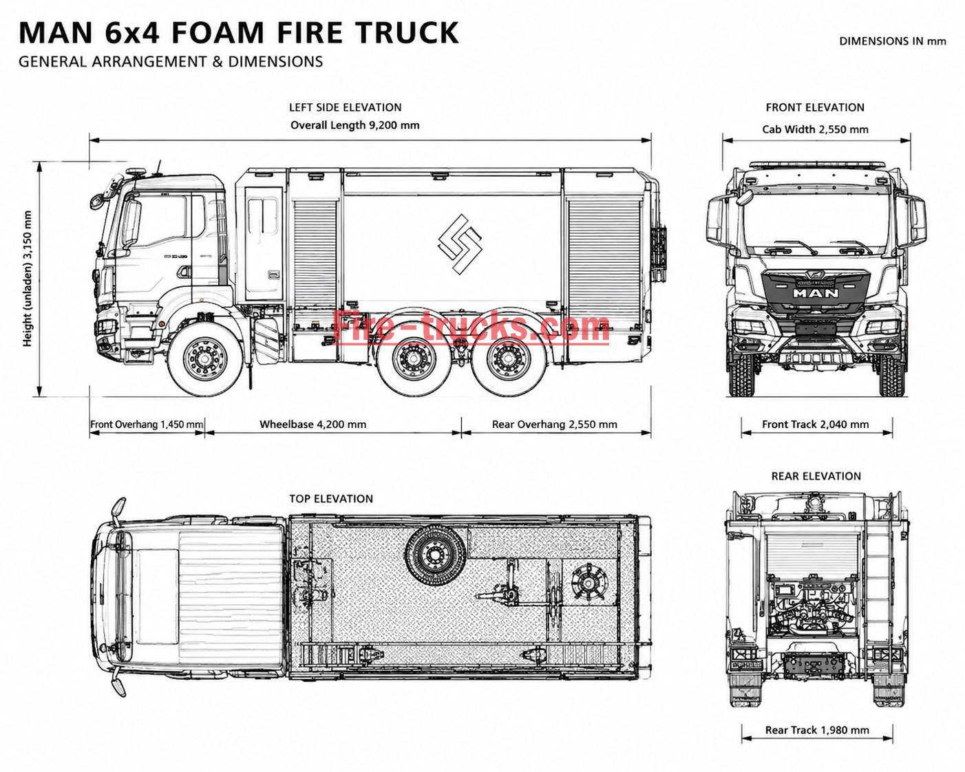 MAN TGS 33.400 6x4 Foam Fire Truck CAD Drawing MAN TGS 33.400 6x4 Foam Fire Truck CAD Drawing