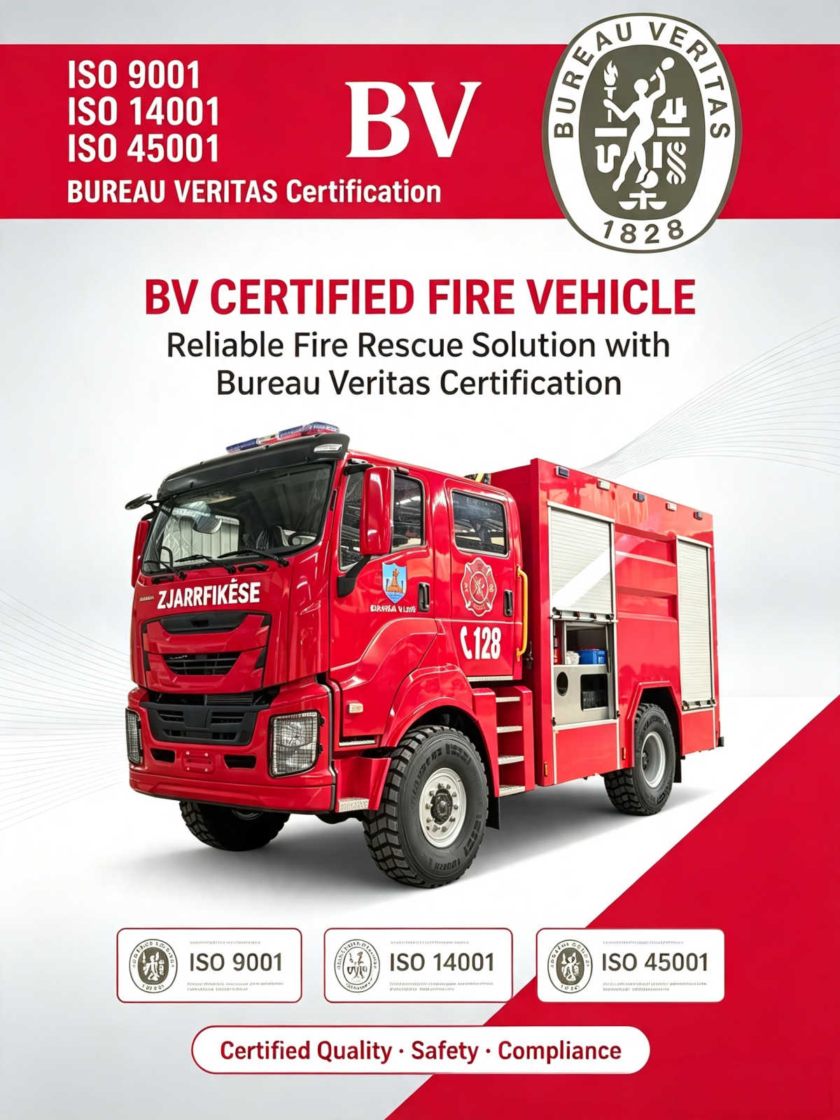 GIGA ISUZU 4x4 ватрогасна возила BV сертификат Извештај о условима причвршћивања