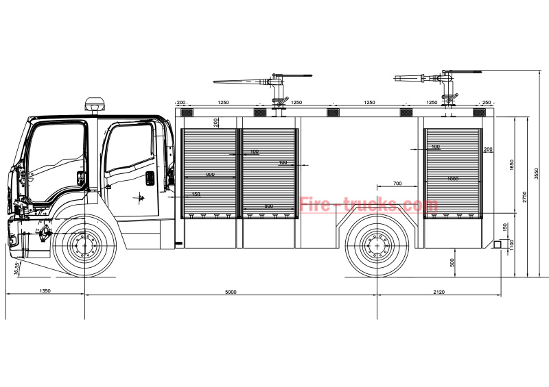 ISUZU FVR 5000L Foam powerder Fire trucks technical drawing share